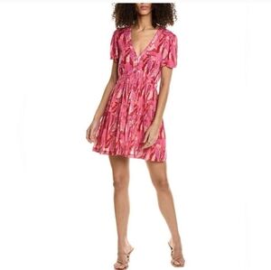 Ba&sh Women's Pink Talita Tiered‎ Mini Dress Size XL